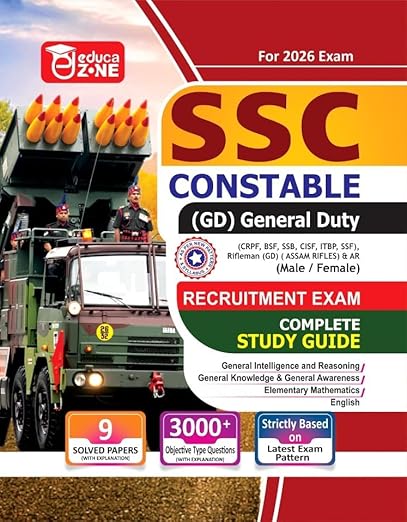 Educazone SSC GD Constable Recruitment Exam Complete Study Guide Book With Solved Papers For 2026 Exam