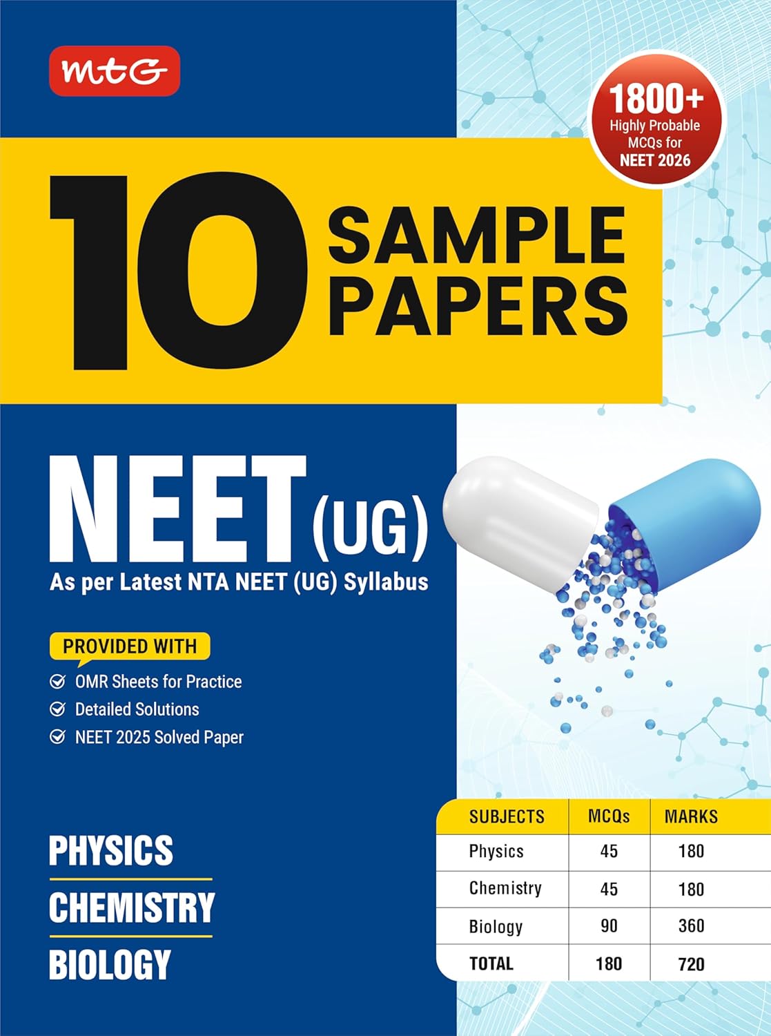 MTG NEET 10 Sample Papers with OMR Sheets For 2026 Exam