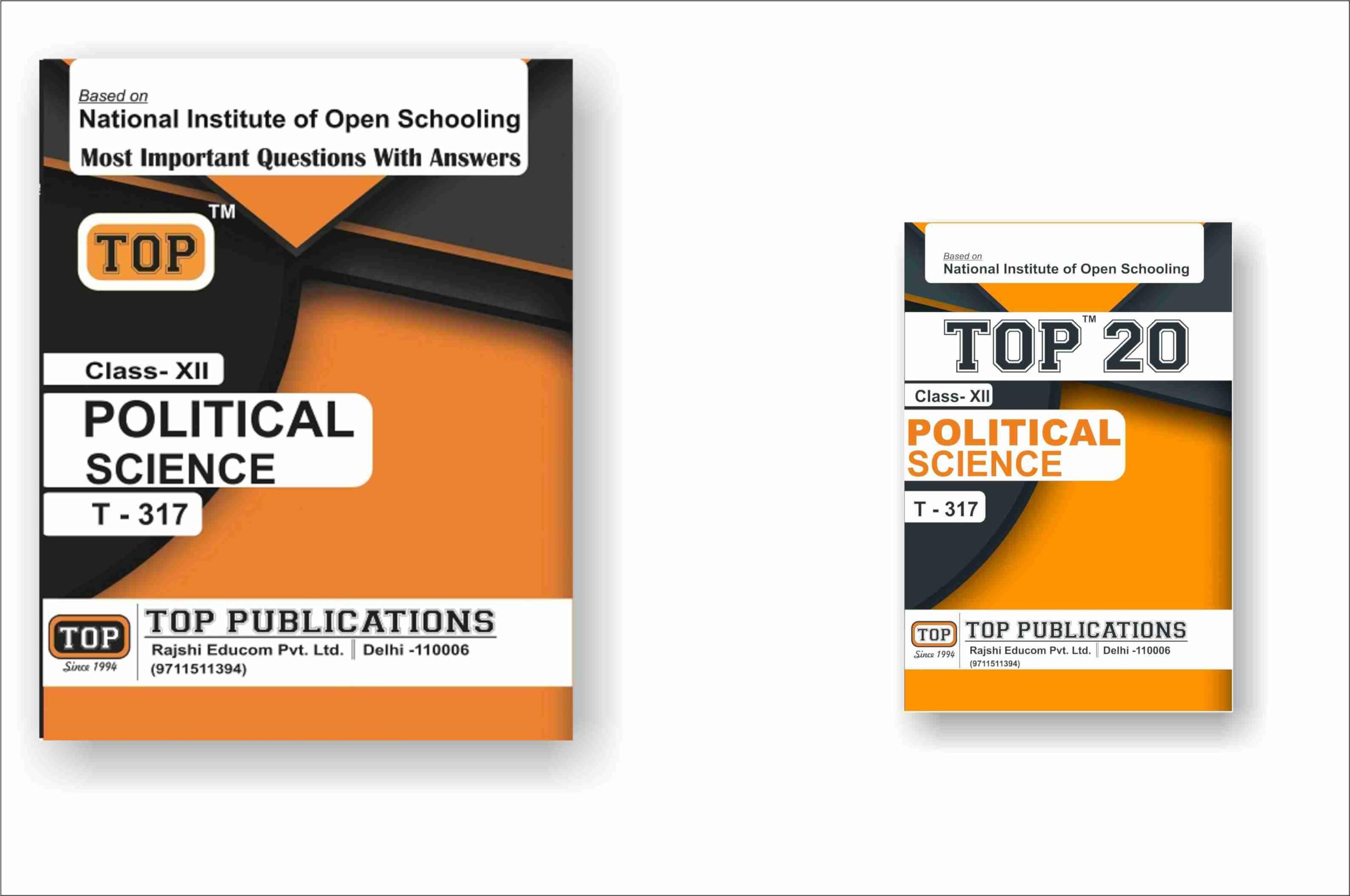 TOP NIOS Class 12 Political Science 317 Guide + TOP 20 Most Important Question Answers (Mini Book) - Set of 2 Books