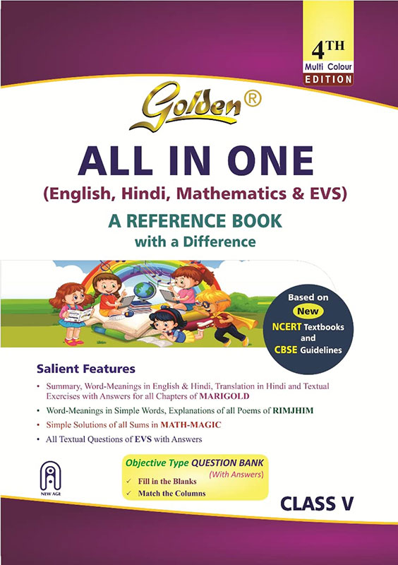 Golden All In One for Class - 5 (English, Hindi, Mathematics & EVS) For 2024 Final Exams