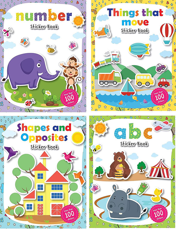 Set of 4 Sticker Books for Kids