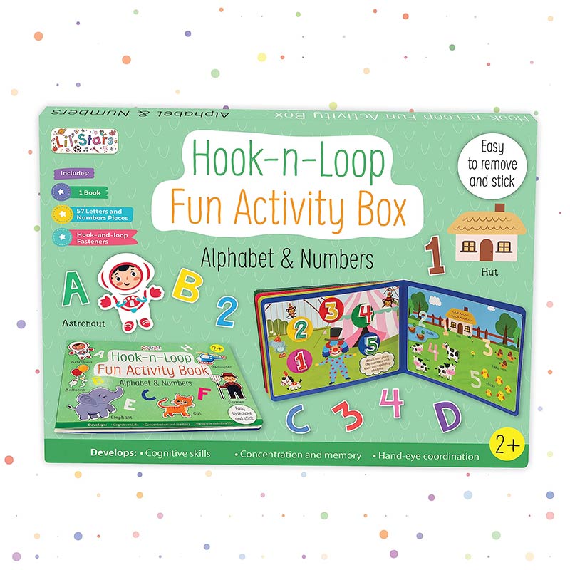 Hook n Loop Fun Activity Box | Velcro Books | Montessori Activity | Busy Book | for 2+ Years Kids - Discover Alphabets & Numbers Through Play