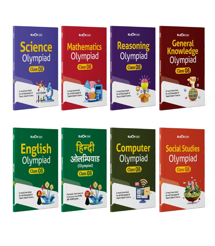 Arihant Bloom CAP Olympiad Science, Social Studies, Mathematics, Reasoning, English, General Knowledge, Hindi, Computer Class 8 (Set of 8 books)