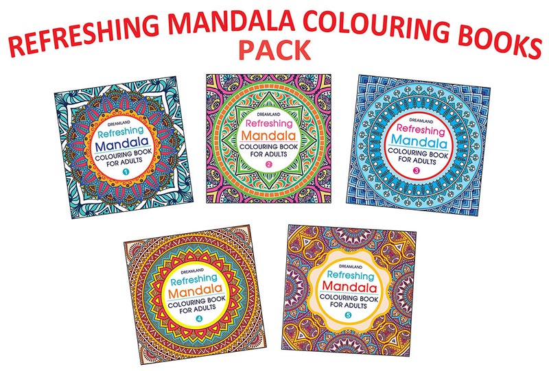 Refreshing Mandala Colouring Book for Adults Pack | A Set of 5 Books| Mandala Art Books