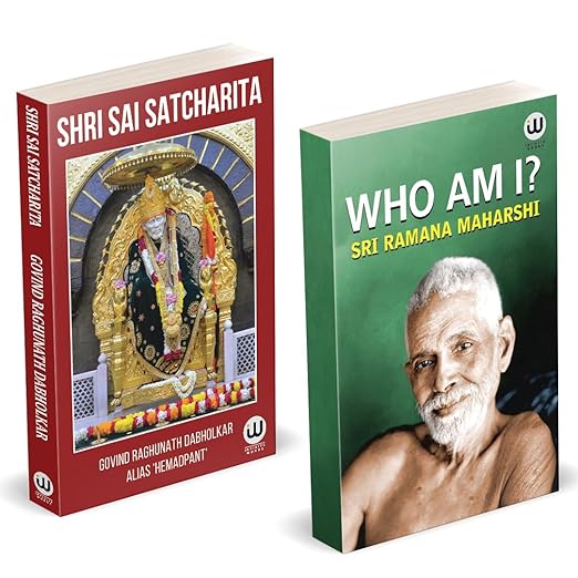 Shri Saibaba Satcharitra Book in English Edition | Who Am I? | Sri Ramana Maharshi Books | Combo Set Pack | Shree Sai Baba Samartha Satcharita Spiritual Biography With Colour Photos Photo