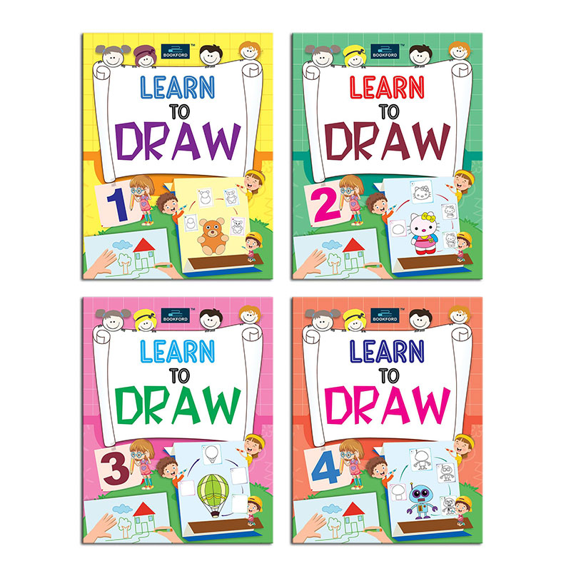 BookFord Learn To Draw Copy Coloring Book For Kids (Set Of 4)- Fun, Educational, Colorful Imagery, Engaging Activities, and Hours of Entertainment Drawing Books For Kids. Suitable For All Ages Groups