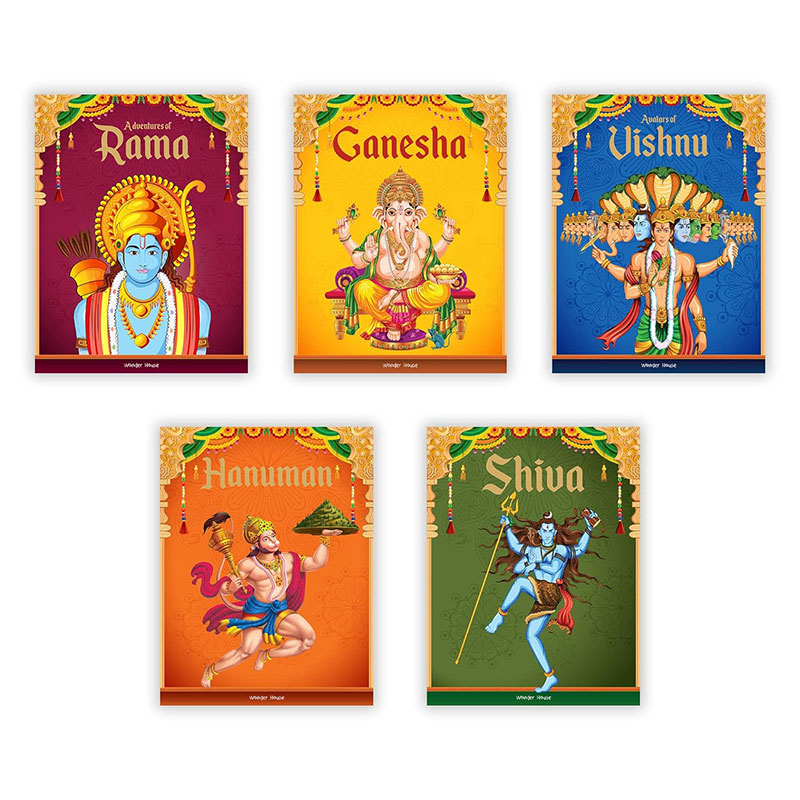 Children's First Mythology Stories - Pack of 5 books (Ram, Shiva, Hanuman, Ganesha, Vishnu) (Classic Tales from India)