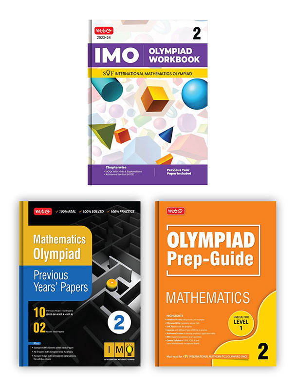 MTG International Mathematics Olympiad (IMO) Workbook, Prep-Guide & Previous Years Papers with Self Test Paper Class 2 - SOF Olympiad Books For 2023-24 Exam (Set of 3 Books)