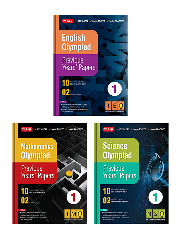 MTG Olympiad Previous Years Papers with Mock Test Papers Class 1 - SOF IMO, NSO, IEO Olympiad Books For 2023-24 Exam (Set of 3 Books) | Sample OMR Sheet with Chapterwise Analysis