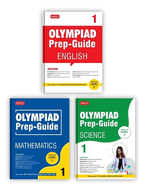 MTG Olympiad Prep-Guide Class 1 - Achievers Section with IMO-NSO-IEO Chapterwise Previous Year Question Paper For SOF 2023-24 Exam, Set of 3 Books (Mathematics, Science, English) MTG Editorial Board