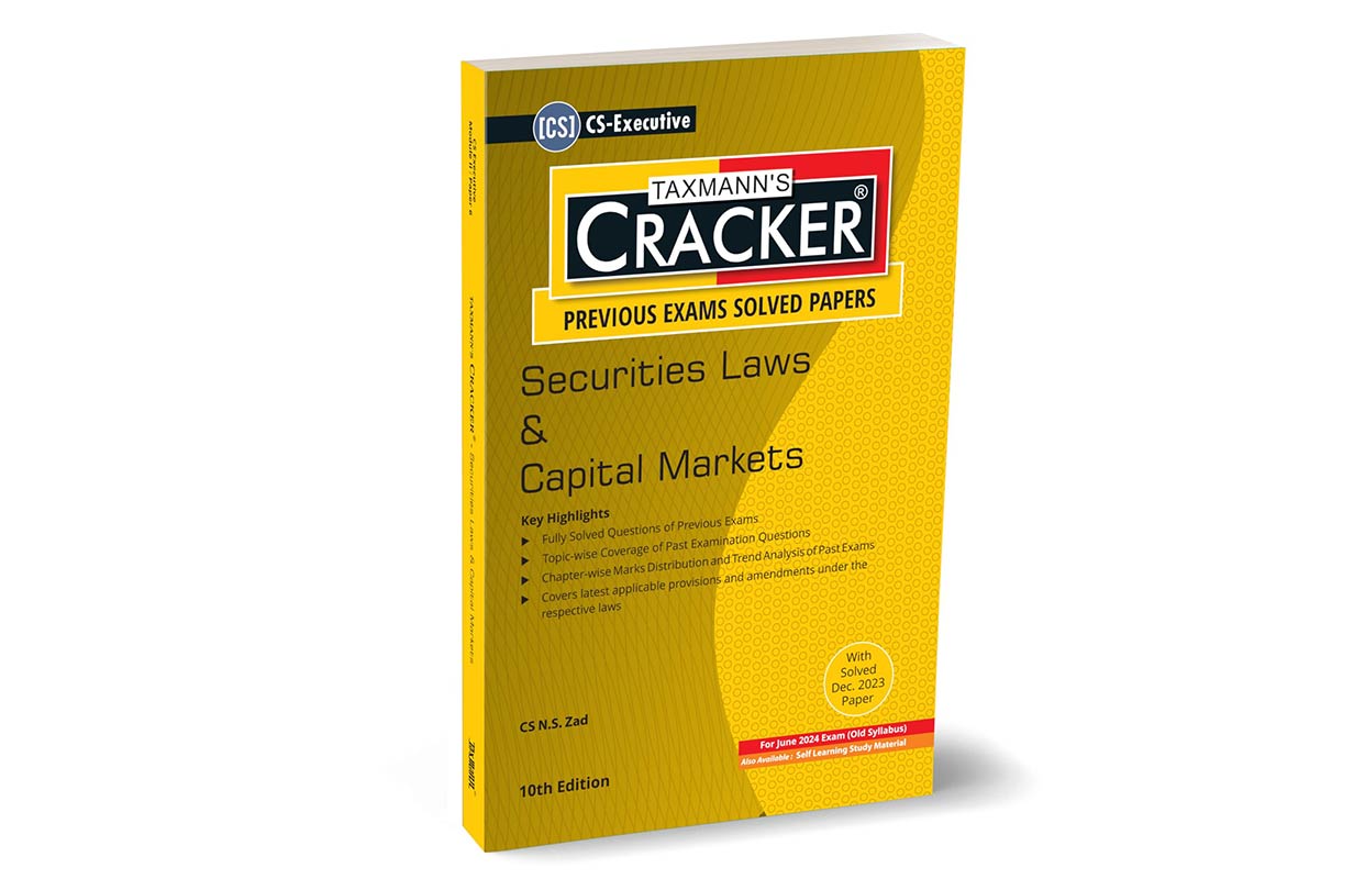 Taxmann's CRACKER for Securities Laws & Capital Markets (Paper 6 | SLCM) – Covering past exam questions (topic-wise) & detailed answers | CS Executive | Old Syllabus | June 2024 Exams