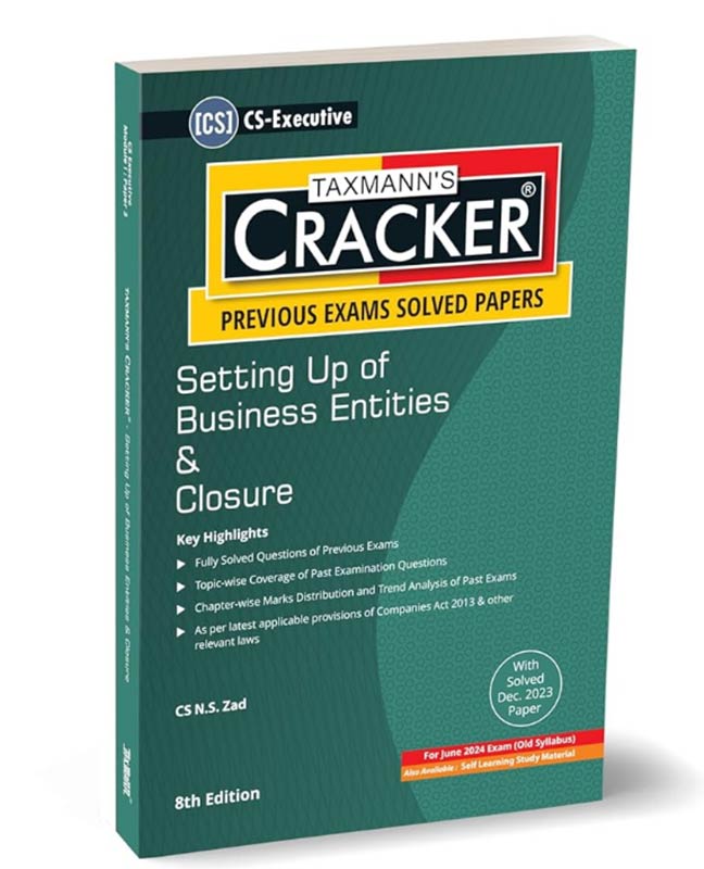 Taxmann's CRACKER for Setting Up of Business Entities & Closure (Paper 3 | SUBEC)