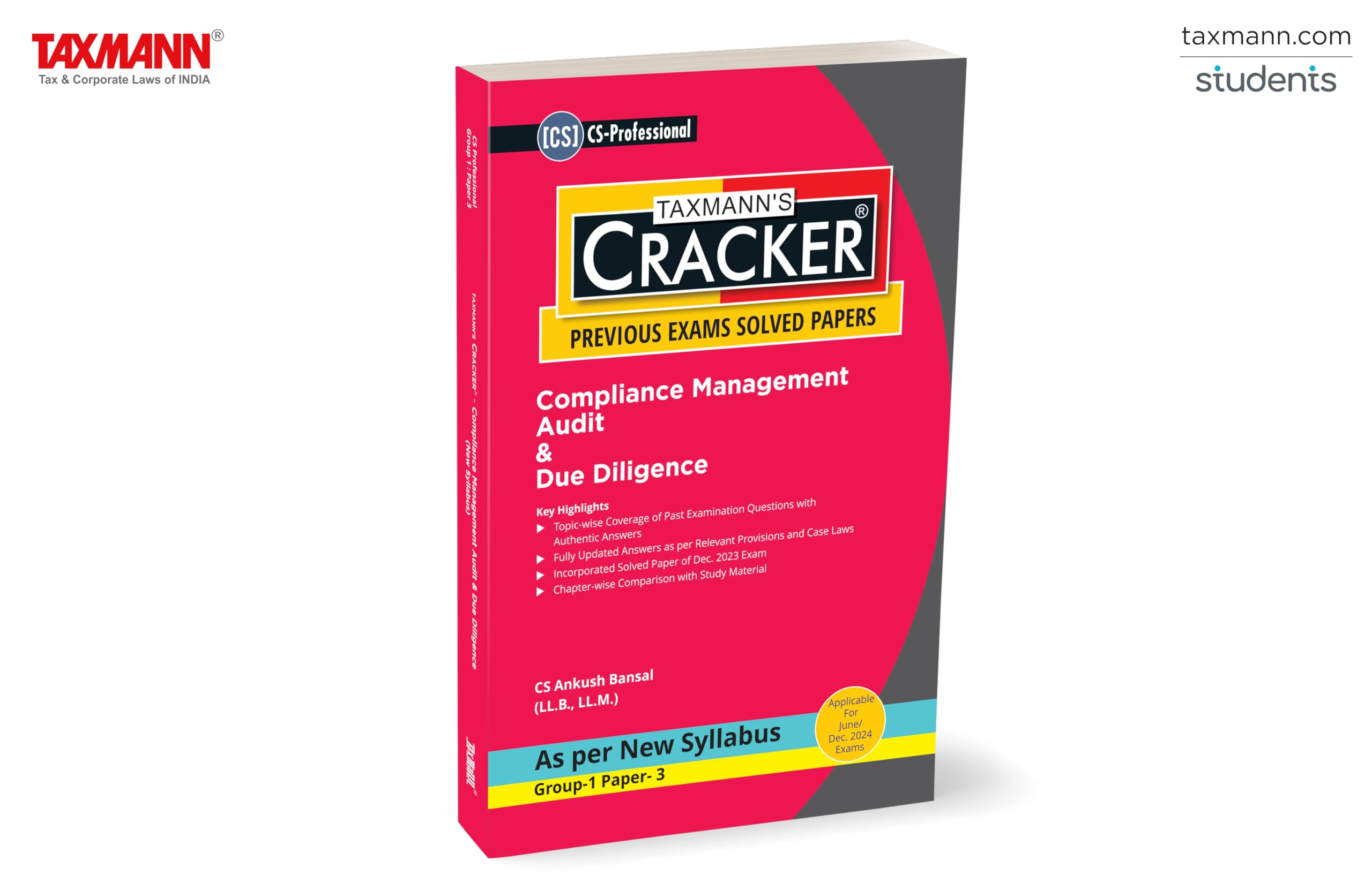 Taxmann's CRACKER for Compliance Management Audit & Due Diligence (Paper 3 | CMADD/Due Diligence) – Past exam questions answers | CS Professional | New Syllabus | June 2024 Exam