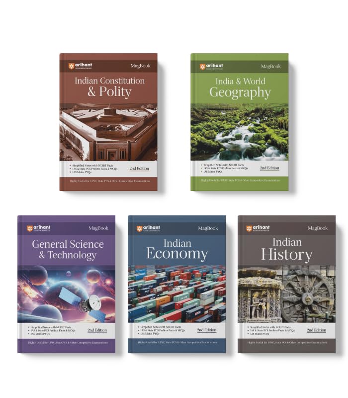 Arihant Magbook Indian History,India & World Geography,Indian Constitution & Polity,General Science & Technology,Indian Economics for UPSC Civil Services IAS Prelims/State PCS & other Competitive Exam|IAS Mains PYQsSets of 5 Books)