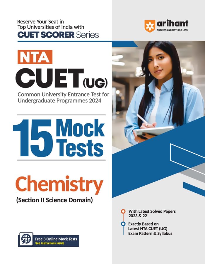 Arihant NTA CUET UG 15 Mock Test For Section 2 Science Domain Chemistry Exam Book For CUET 2024