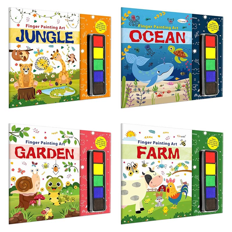 Jungle, Ocean, Garden and Farm - Fingerpainting and Colouring Art