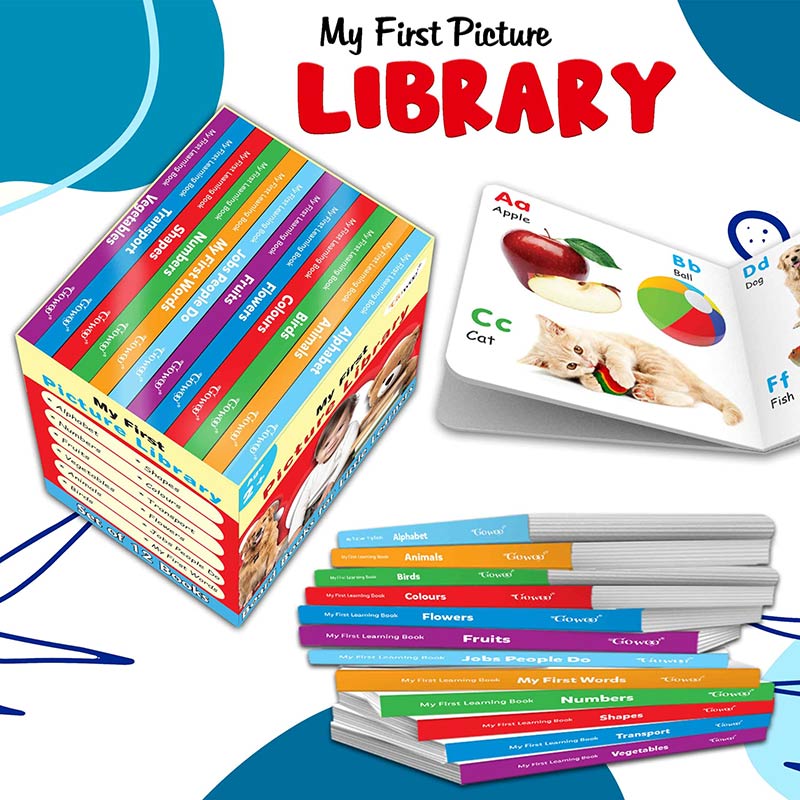 My first learning library box (Red Edition) : Kids first little library, Board book for kids, Early learning books, Picture book collection, Box Set Of 12 Board Books