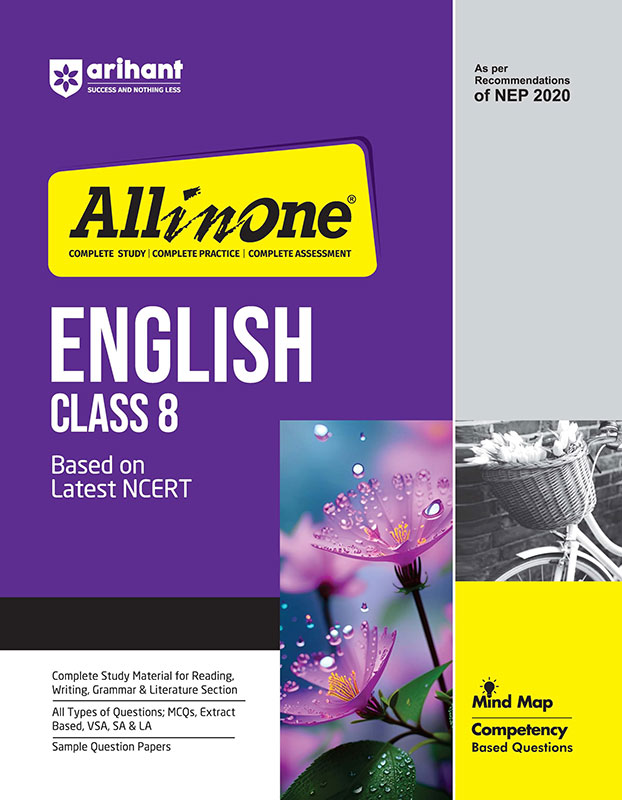 Arihant All In One English Class 8th Based On Latest NCERT For CBSE Exams 2025 | Mind map | All type of Questions, MCQs, Extract Based, VSA, SA & LA