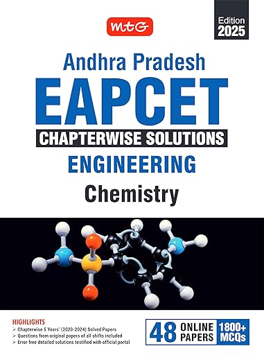 MTG Andhra Pradesh EAPCET Chapterwise Previous Years (2020-2024) Solved Question Papers Chemistry Book | 1800+ MCQs with Detailed Solutions | PYQs Question Bank For 2025 Exam