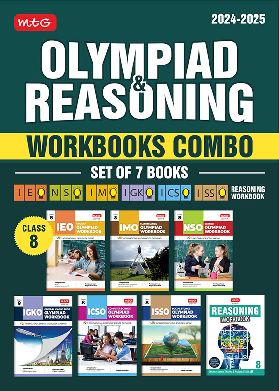 MTG NSO-IMO-IEO-ICSO-IGKO-ISSO Olympiad Workbook and Reasoning Book Combo Class 8 (Set of 7 Books) | MCQs, Previous Years Paper & Achievers Section - SOF Olympiad Preparation Books For 2024-25 Exam