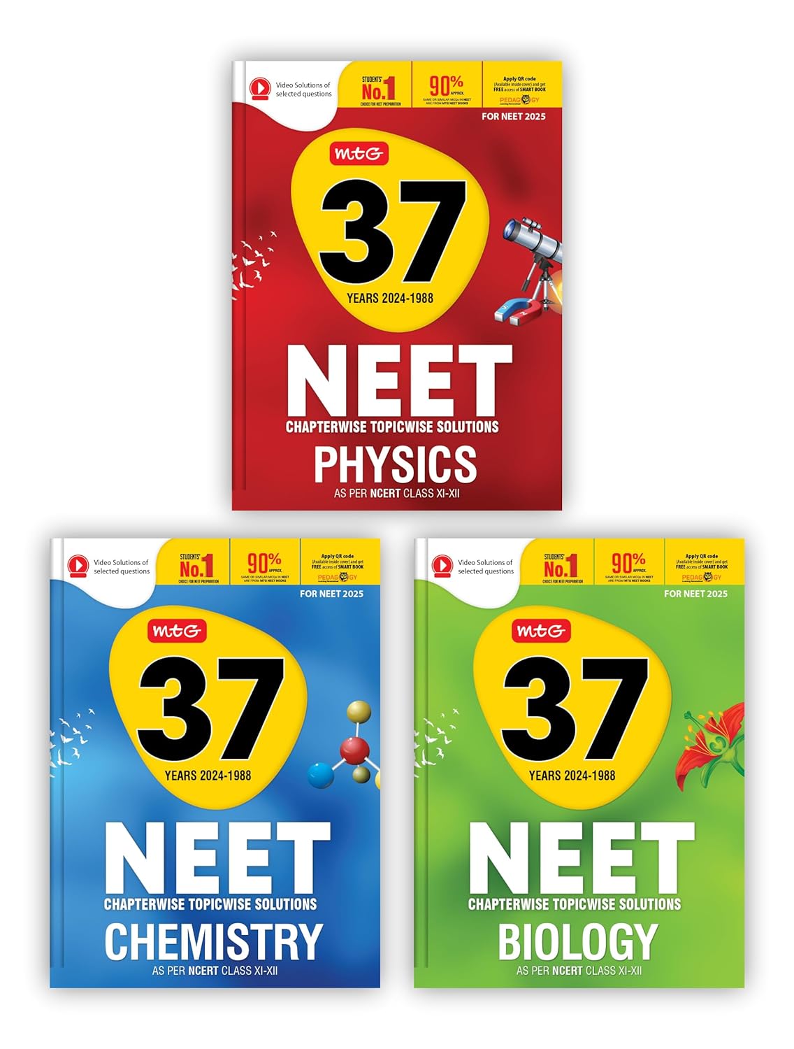 MTG 37 Years NEET Previous Year Solved Question Papers with NEET PYQ Chapterwise Topicwise Solutions Physics,