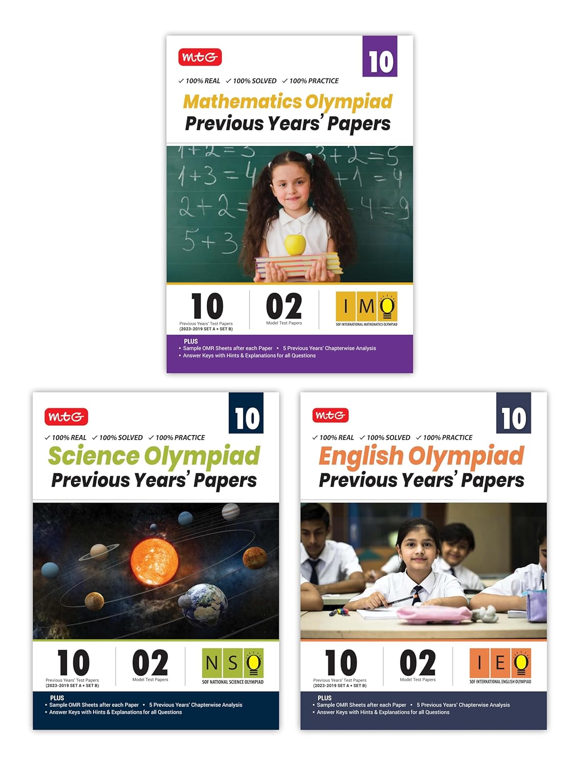 MTG IMO-NSO-IEO Class-10 Olympiad Previous Years Papers (2023-2019 Set A & B)