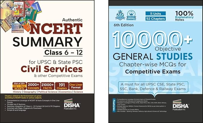 Combo (set of 2 Books) NCERT Summary Class 6 to 12 with 10000+ Objective MCQs for Competitive Exams | General Studies | UPSC, State PSC, CUET, SSC, Bank PO/ Clerk, BBA, MBA, RRB, NDA, CDS, CAPF, CRPF