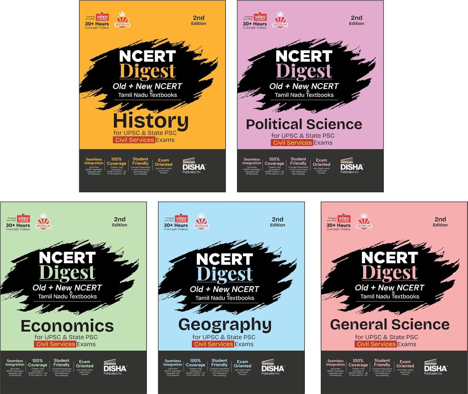 Combo (set of 5 Books) NCERT Digest - Old + New NCERT & Tamil Nadu Textbooks