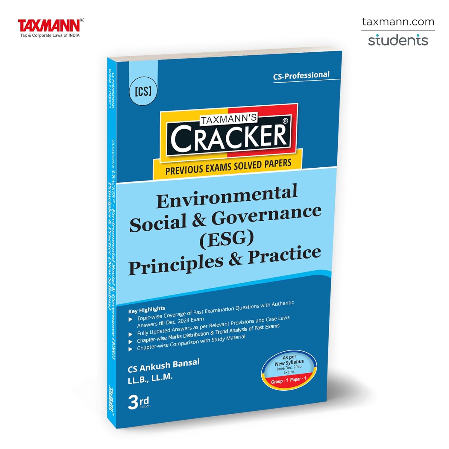 Taxmann's CRACKER for Environmental Social & Governance (ESG) Principles & Practice (Paper 1 | ESG)