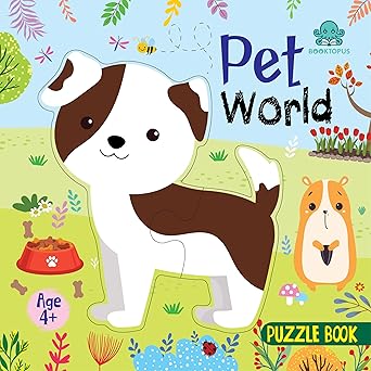 Booktopus Square Puzzle Board Book - Pet World Learning Puzzle with Easy Grip Pieces