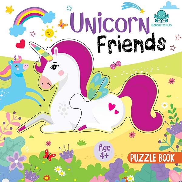 Booktopus Square Puzzle Board Book - Unicorn Friends Learning Puzzle with Easy Grip Pieces