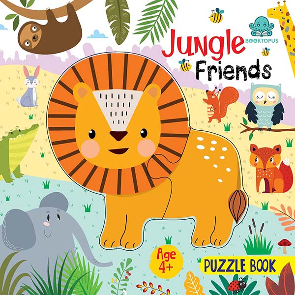 Booktopus Square Puzzle Board Book - Jungle Friends Learning Puzzle with Easy Grip Pieces