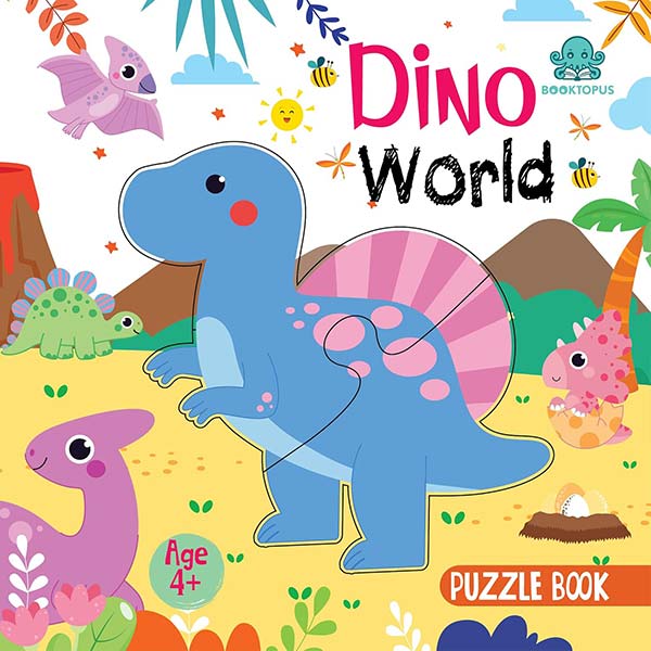 Booktopus Square Puzzle Board Book - Dino World Learning Puzzle with Easy Grip Pieces