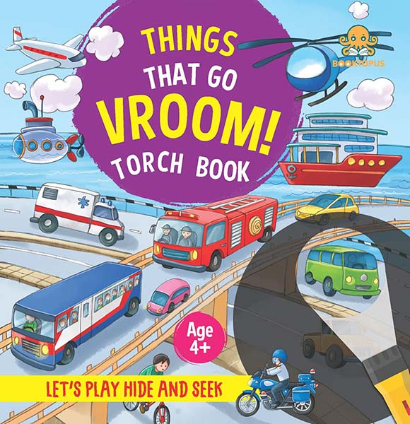 Booktopus Torch Discovery Book - Things That Go Vroom! Hidden Picture Book with Torch