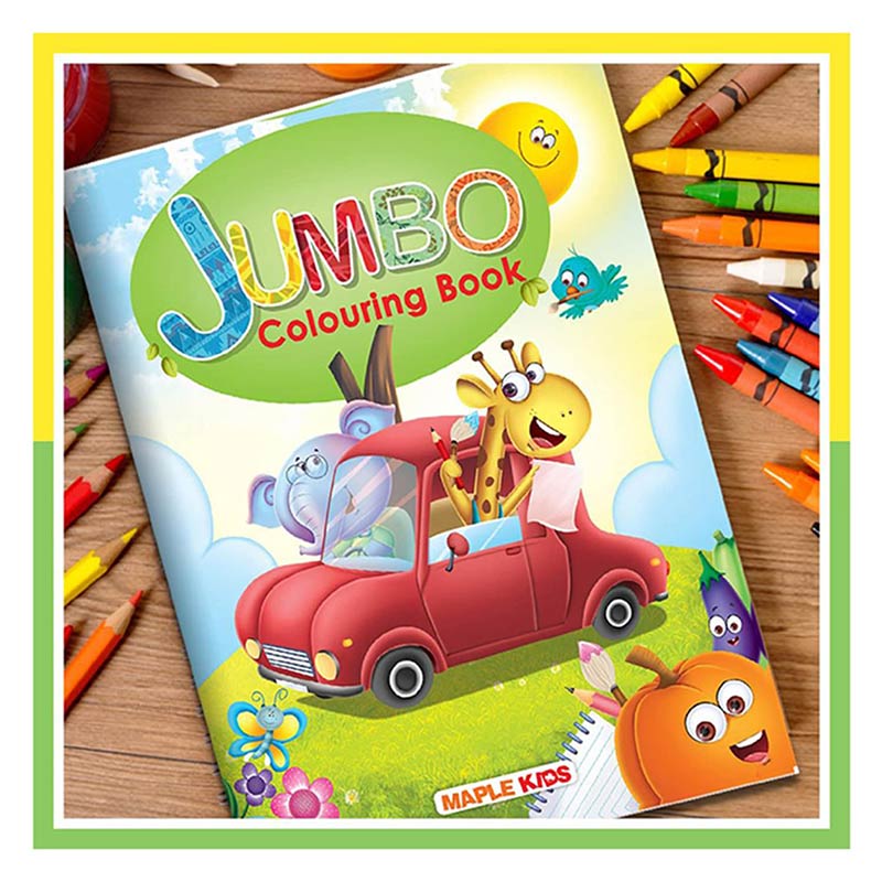 Jumbo Colouring Book - Activity Colouring Book for 3 to 5 years old kids - Gift to children for painting, drawing and colouring with reference guide