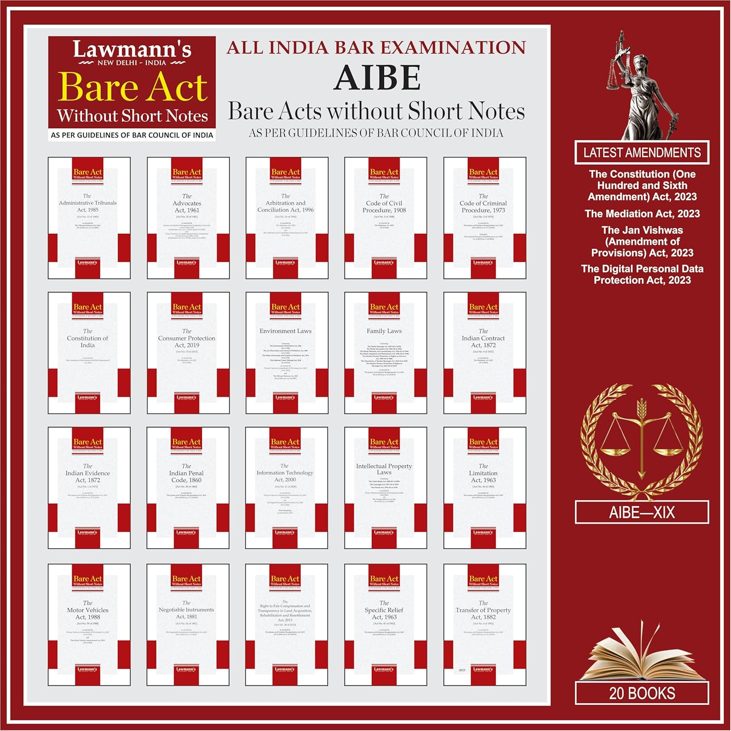 AIBE Bare Acts without Notes | 20 Books Set Combo