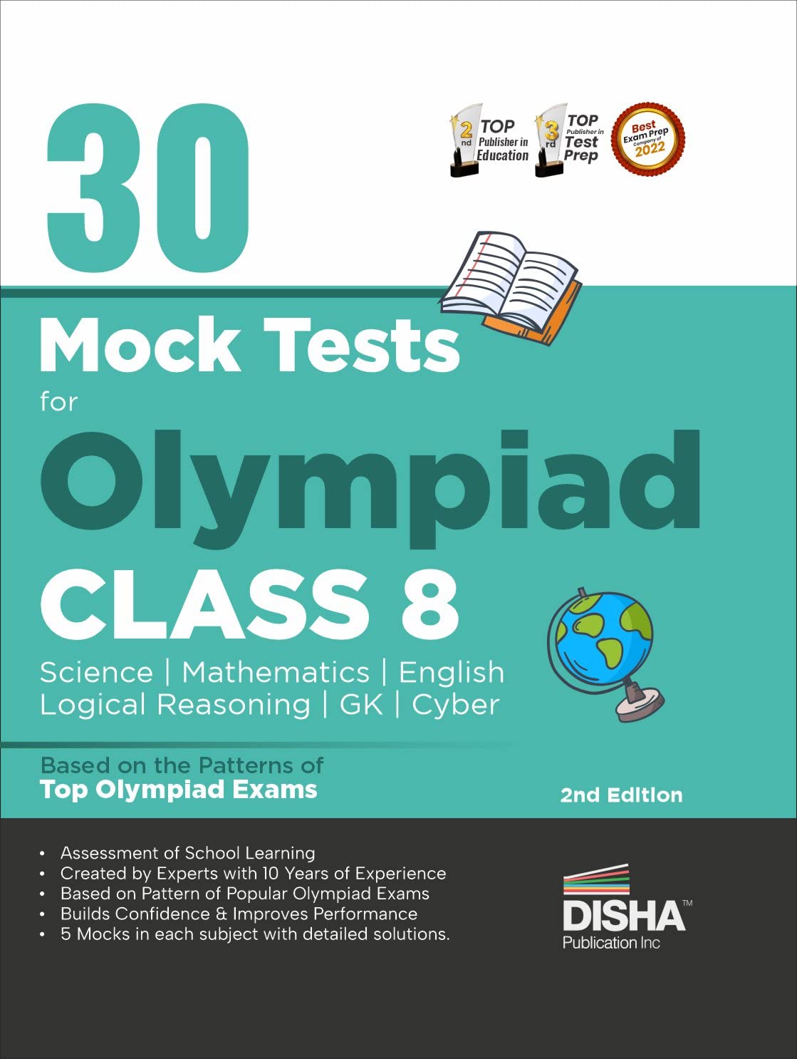 30 Mock Test Series for Olympiads Class 8 Science, Mathematics, English, Logical Reasoning, GK/ Social & Cyber