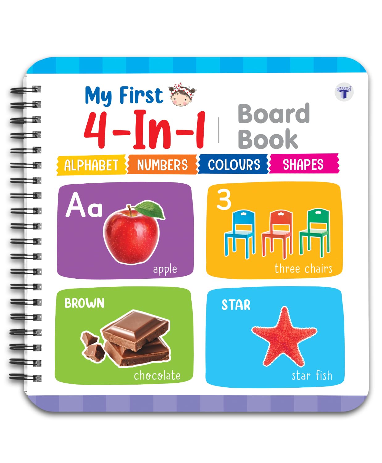 My First Board Book for Kids - 4 in 1 Alphabet, Numbers, Colours & Shapes | All In One Early Learning Picture Book for Children | Ideal for Toddlers, Homeschooling, Nursery, LKG & Playgroup