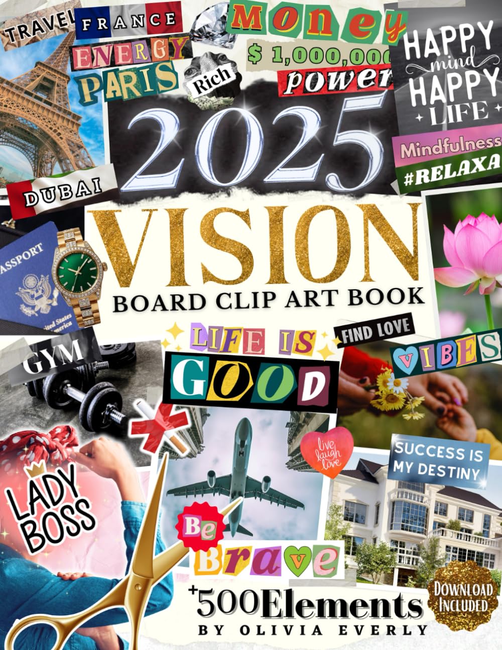 2025 Vision Board Clip Art Book