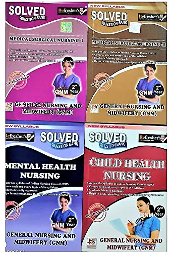 Refresher's-G.N.M 2nd Year Solved Question Bank In English (4 Books Set)-(Subjects-Medical Surgical 1 & 2