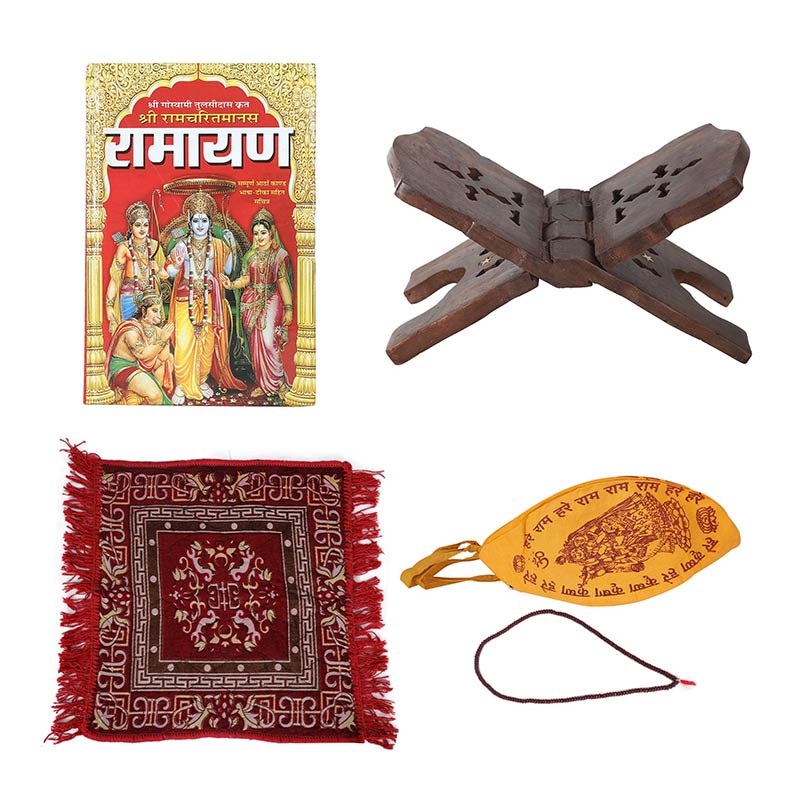 SHRI RAMCHARITMANAS (WEIGHT 1.2 KG BOLD LETTERS WITH HINDI TRANSLATION) Tulsidas Krit RAMAYAN With Quality Book Stand,ASAN,MALA AND GOMUKHI BY SJ PUBLICATIONS