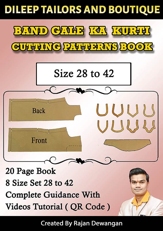 Dileep Tailors Band Gala Kurti Paper Cutting Patterns With Cutting Tutorial Book Set Of 8 Size From 28-42