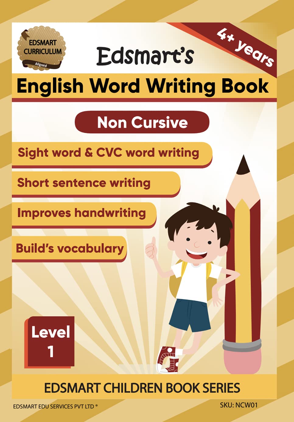 Edsmart English Word Writing Book for Kids of 3-5 years old | Handwriting Practice Book | Teaches Sight words, CVC words and 4 line writing for words