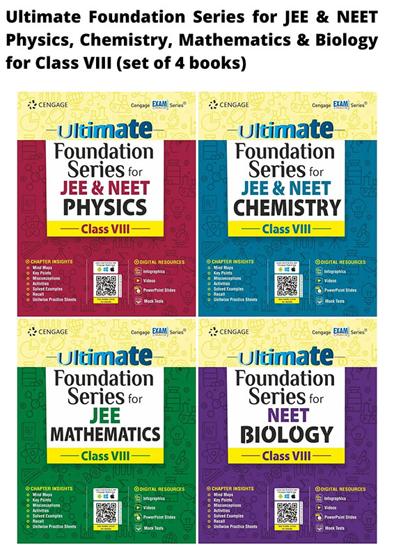 Ultimate Foundation Series for JEE & NEET Physics, Chemistry, Mathematics & Biology for Class VIII (set of 4 books)