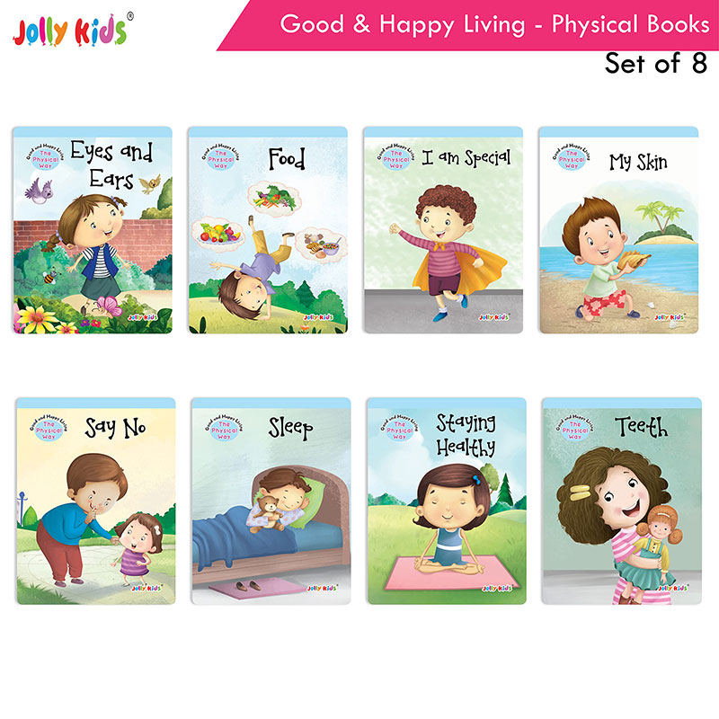 Jolly Kids Good & Happy Living The Physical Way Short Stories Books (Set of 8)| Physical & Mental Health Activity Book| Ages 2-7 Years