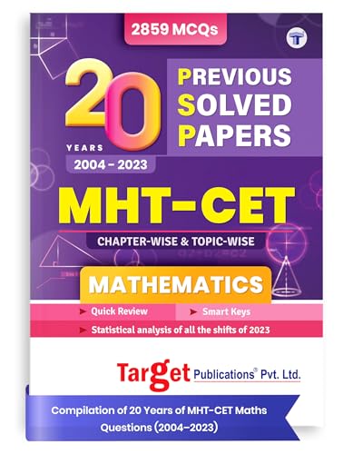 20 Years MHT CET Previous Years Questions Papers | MHT-CET Maths PSP Chapterwise & Topicwise 2800+ MCQs | MHCET Solved Papers 1999 to 2023 | Includes Study Techniques