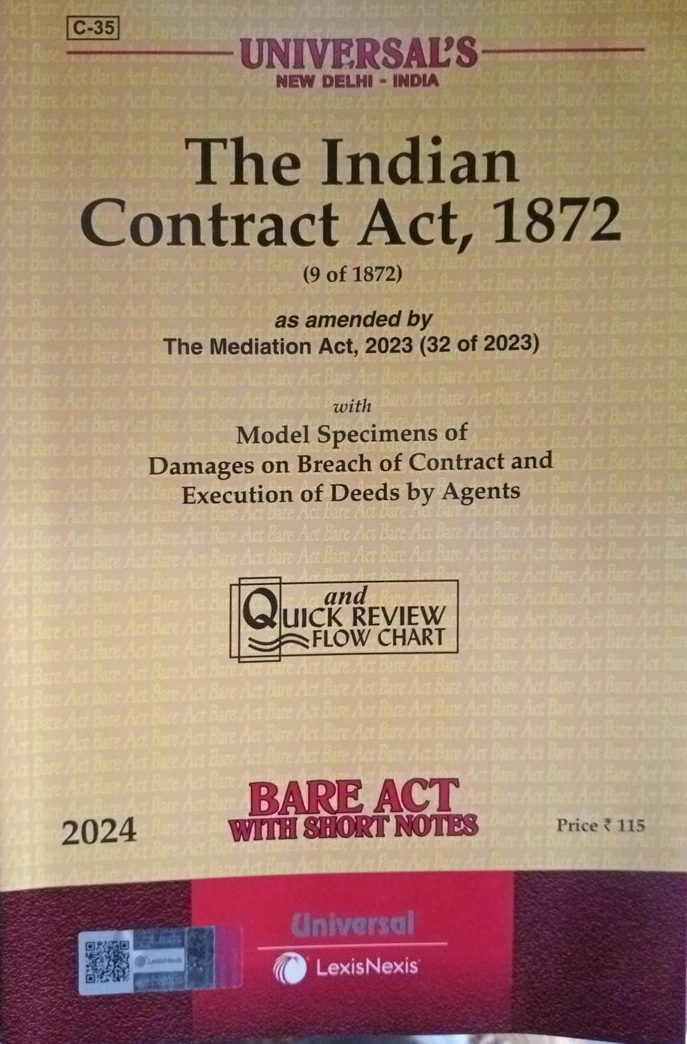 Universal The Indian Contract Act, 1872 Bare Act Latest Edition 2024 English Lexis Nexis