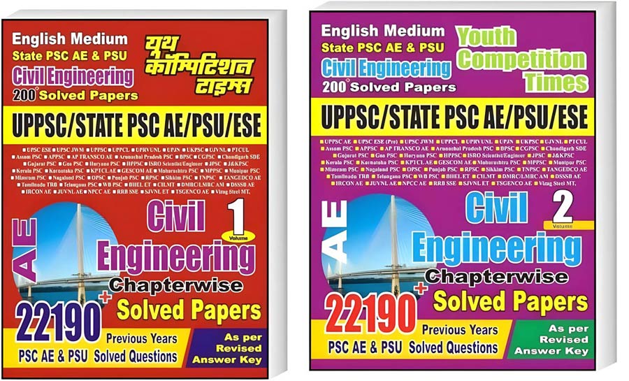 Youth Competition Times AE Civil Engineering Solved Papers (vol.1 + Vol. 2)....... Original