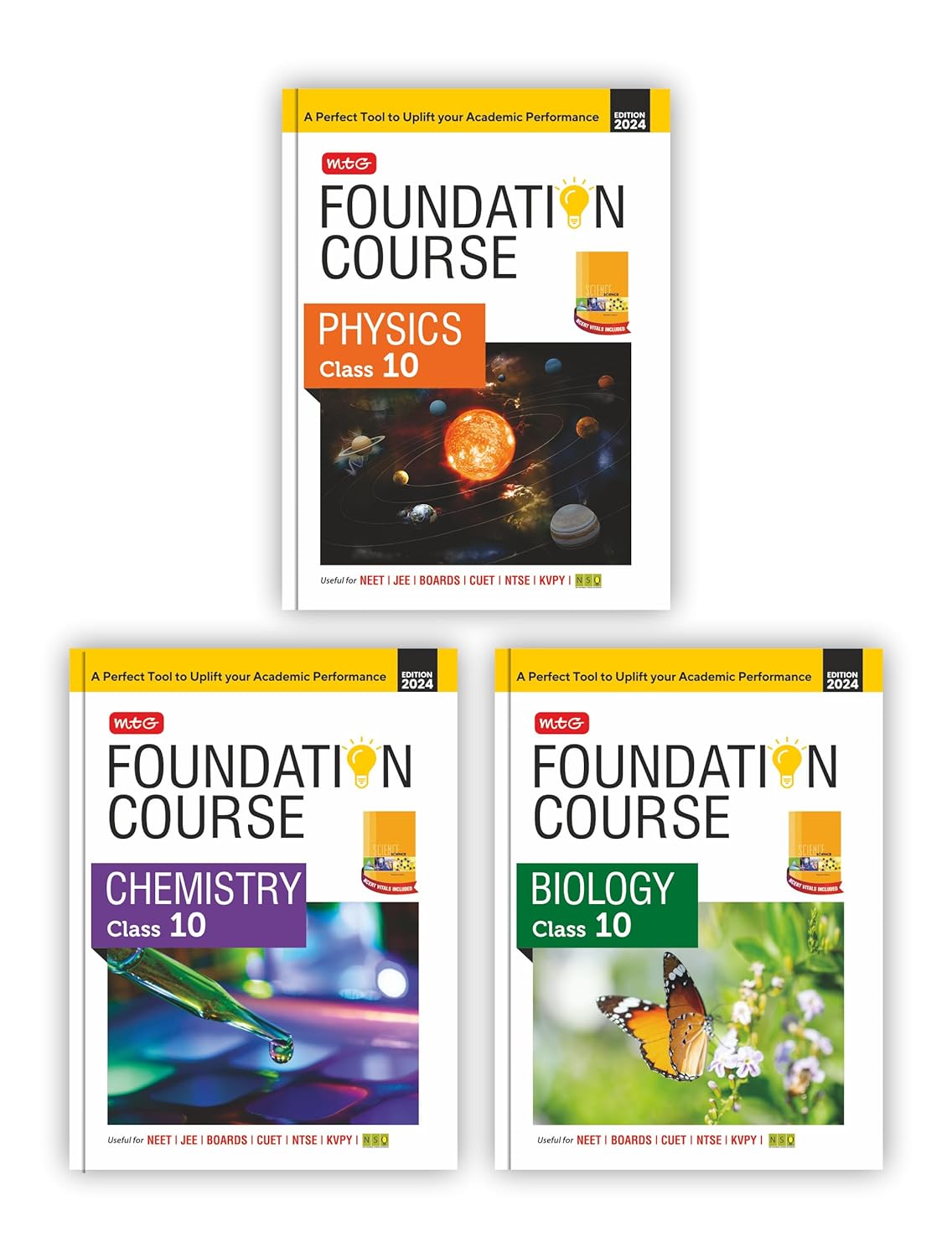 MTG NEET Foundation Class 10 Physics, Chemistry & Biology (Set of 3 Books)