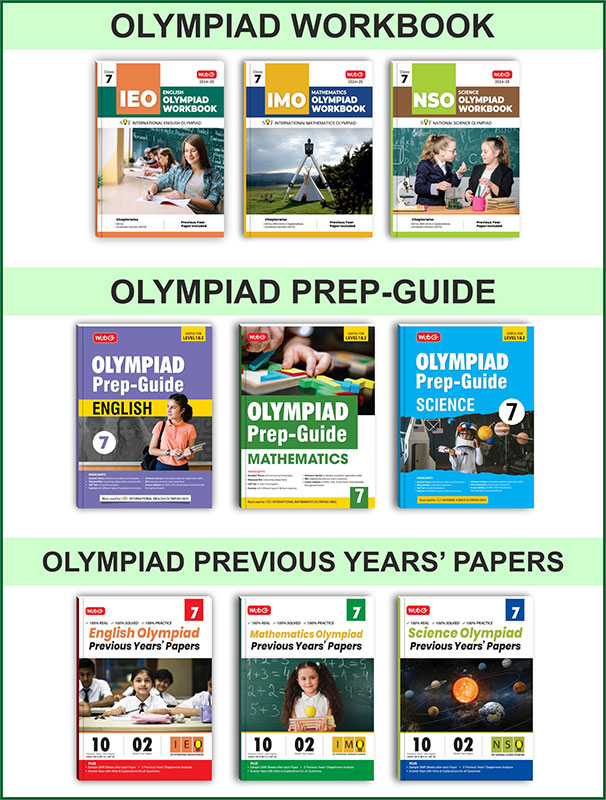 MTG Class-7 (Mathematics, Science & English) IMO-NSO-IEO Olympiad Workbook, Prep-Guide & Previous Years Papers (PYQs) with Mock Test Paper - SOF Olympiad Books For 2024-25 Exam (Set of 9 Books)